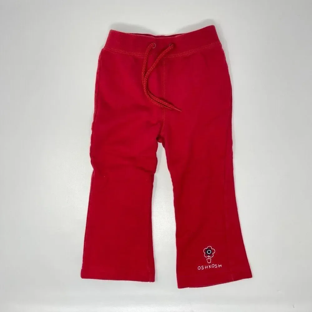 Vintage Y2K Osh Kosh B’Gosh Red Flare Pants & Ruffle Denim Skirt Girls Size 2T